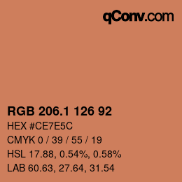 カラーコード: RGB 206.1 126 92 | qconv.com