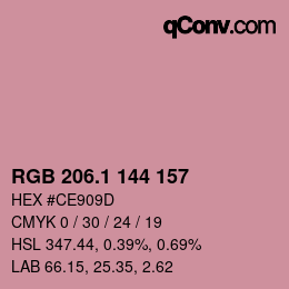 カラーコード: RGB 206.1 144 157 | qconv.com