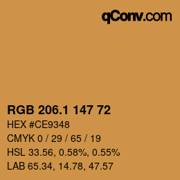 カラーコード: RGB 206.1 147 72 | qconv.com