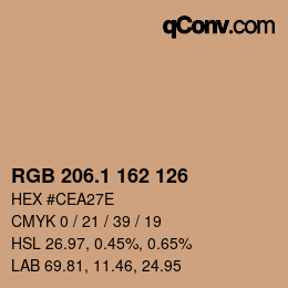 カラーコード: RGB 206.1 162 126 | qconv.com