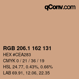 カラーコード: RGB 206.1 162 131 | qconv.com