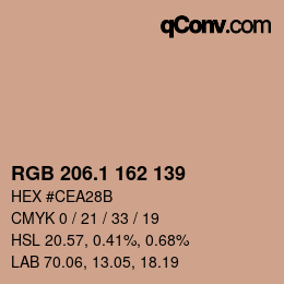カラーコード: RGB 206.1 162 139 | qconv.com