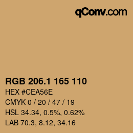 カラーコード: RGB 206.1 165 110 | qconv.com