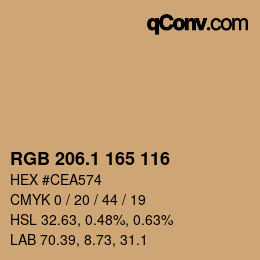 カラーコード: RGB 206.1 165 116 | qconv.com