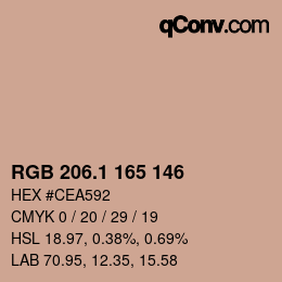 カラーコード: RGB 206.1 165 146 | qconv.com