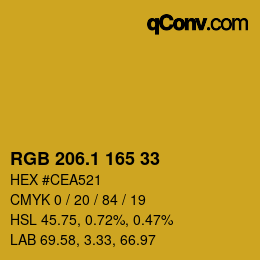 カラーコード: RGB 206.1 165 33 | qconv.com