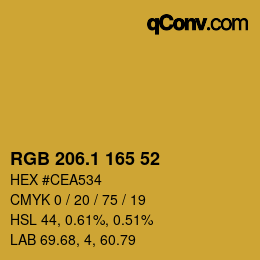 カラーコード: RGB 206.1 165 52 | qconv.com