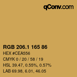 カラーコード: RGB 206.1 165 86 | qconv.com
