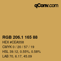 カラーコード: RGB 206.1 165 88 | qconv.com