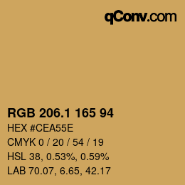 カラーコード: RGB 206.1 165 94 | qconv.com