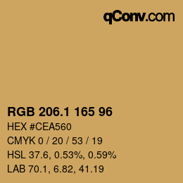 カラーコード: RGB 206.1 165 96 | qconv.com