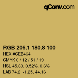 カラーコード: RGB 206.1 180.8 100 | qconv.com