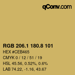 カラーコード: RGB 206.1 180.8 101 | qconv.com