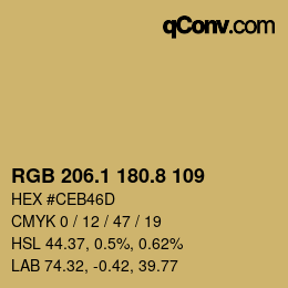 Color code: RGB 206.1 180.8 109 | qconv.com