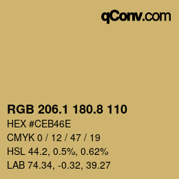 Color code: RGB 206.1 180.8 110 | qconv.com