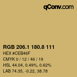 Color code: RGB 206.1 180.8 111 | qconv.com