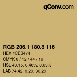 カラーコード: RGB 206.1 180.8 116 | qconv.com
