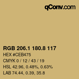 カラーコード: RGB 206.1 180.8 117 | qconv.com