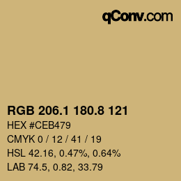 Color code: RGB 206.1 180.8 121 | qconv.com