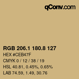 Color code: RGB 206.1 180.8 127 | qconv.com