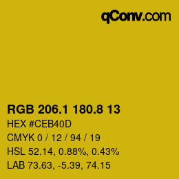 カラーコード: RGB 206.1 180.8 13 | qconv.com