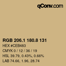 Color code: RGB 206.1 180.8 131 | qconv.com