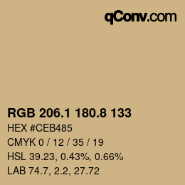 カラーコード: RGB 206.1 180.8 133 | qconv.com