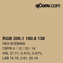 Farbcode: RGB 206.1 180.8 138 | qconv.com