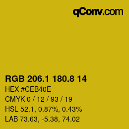 カラーコード: RGB 206.1 180.8 14 | qconv.com