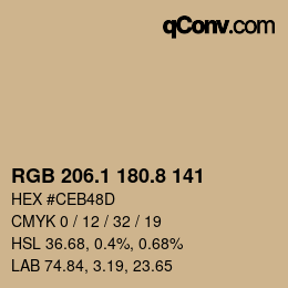 Color code: RGB 206.1 180.8 141 | qconv.com