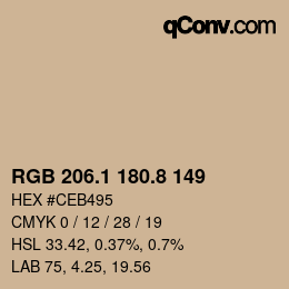 Color code: RGB 206.1 180.8 149 | qconv.com