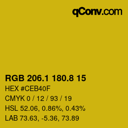 カラーコード: RGB 206.1 180.8 15 | qconv.com