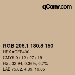 カラーコード: RGB 206.1 180.8 150 | qconv.com
