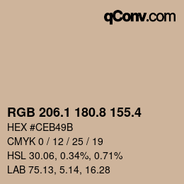 カラーコード: RGB 206.1 180.8 155.4 | qconv.com
