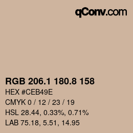 Color code: RGB 206.1 180.8 158 | qconv.com