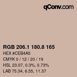 Color code: RGB 206.1 180.8 165 | qconv.com