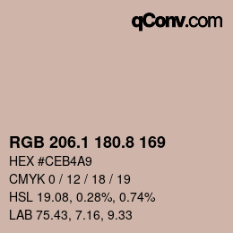 Color code: RGB 206.1 180.8 169 | qconv.com