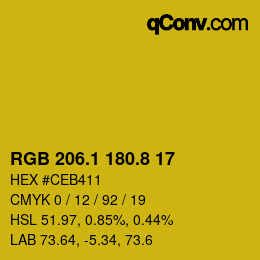 カラーコード: RGB 206.1 180.8 17 | qconv.com