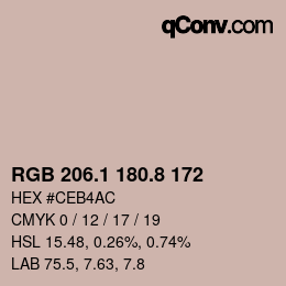 Color code: RGB 206.1 180.8 172 | qconv.com