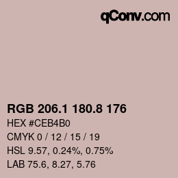 Color code: RGB 206.1 180.8 176 | qconv.com
