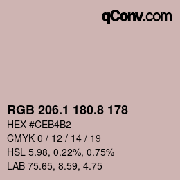 Color code: RGB 206.1 180.8 178 | qconv.com