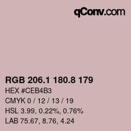 カラーコード: RGB 206.1 180.8 179 | qconv.com