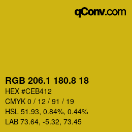 カラーコード: RGB 206.1 180.8 18 | qconv.com