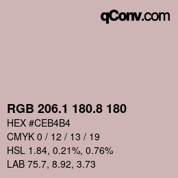Color code: RGB 206.1 180.8 180 | qconv.com