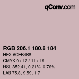 カラーコード: RGB 206.1 180.8 184 | qconv.com