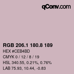 カラーコード: RGB 206.1 180.8 189 | qconv.com