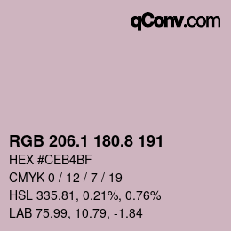 カラーコード: RGB 206.1 180.8 191 | qconv.com