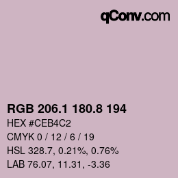 カラーコード: RGB 206.1 180.8 194 | qconv.com