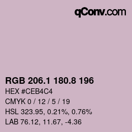 カラーコード: RGB 206.1 180.8 196 | qconv.com