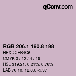 カラーコード: RGB 206.1 180.8 198 | qconv.com